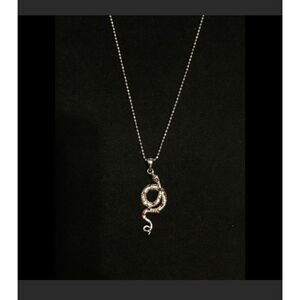 NEW~Silver Slither Snake & Ruby Gemstone Design Pendant Necklace